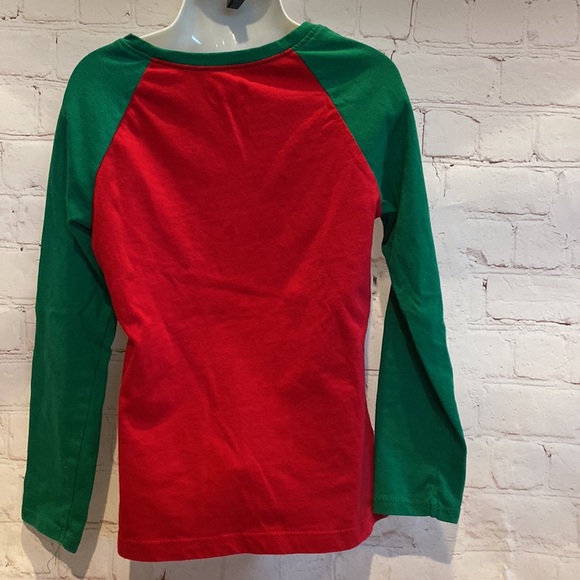 Holiday Time Merry & Bright Green/Red Reindeer Lights Raglan Tee - Picture 3 of 4